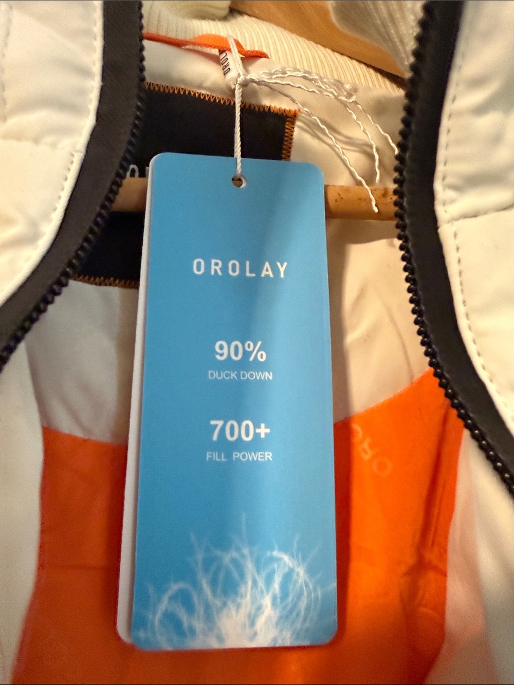 OROLAY Women's Long White Puffer Coat with Hood - Picture 6 of 6